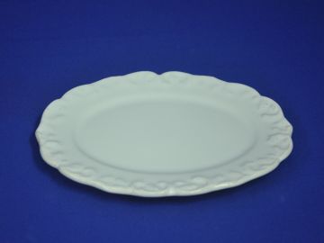 Bandeja porcelana trabalhada oval P - 22x18 cm