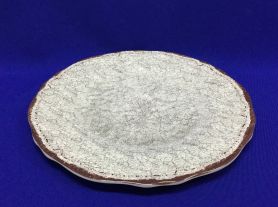 Porta doce raso de melamina branco e marrom 23,5cm