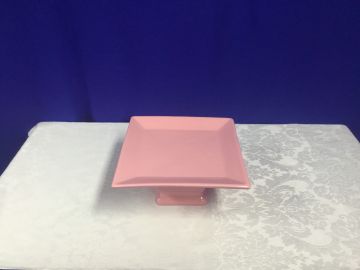 Porta doce cerâmica quadrado rosa chiclete - 24,5x24,5x14 cm