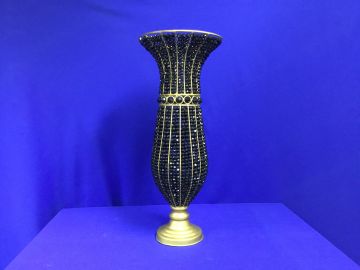 Vaso cinturado cristal preto - 25x61 cm